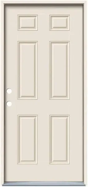 Masonite 30 in. x 80 in. 6-Panel Right Hand Inswing Primed Steel Prehung Front Exterior Door No Brickmold