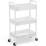 3-Tier Rolling Metal Storage Organizer - Mobile Utility Cart Kitchen Cart