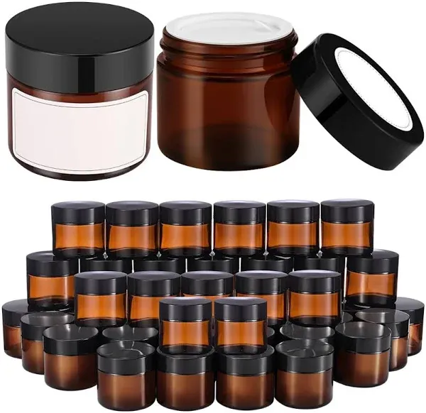 Bumobum 2 oz Round Amber Glass Cream Jars with Lids