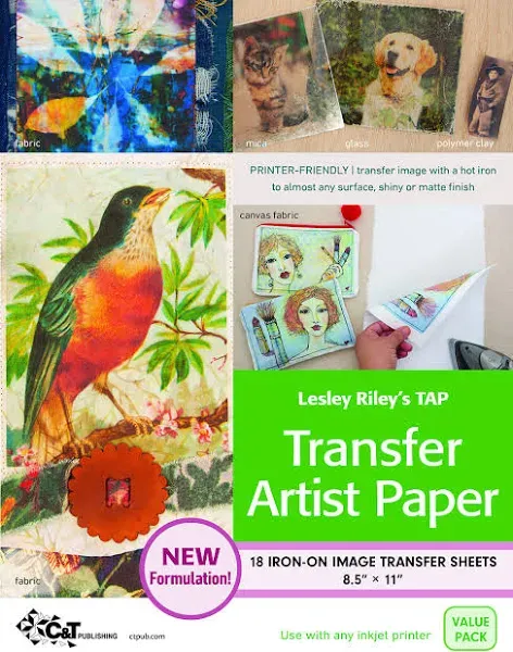 Lesley Riley&#039;s TAP Transfer Artist Paper, 18 Sheet Pack: 18 Iron-on Image