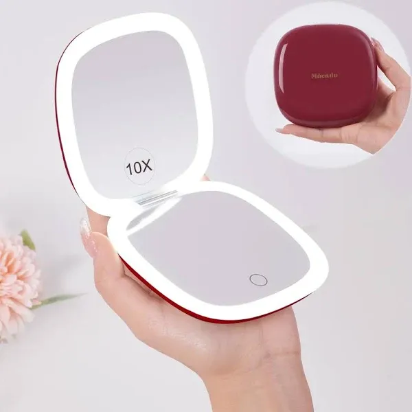 Compact LED Travel Makeup Mirror - 4 Inches 1X/10X Magnification Travel Mirro...