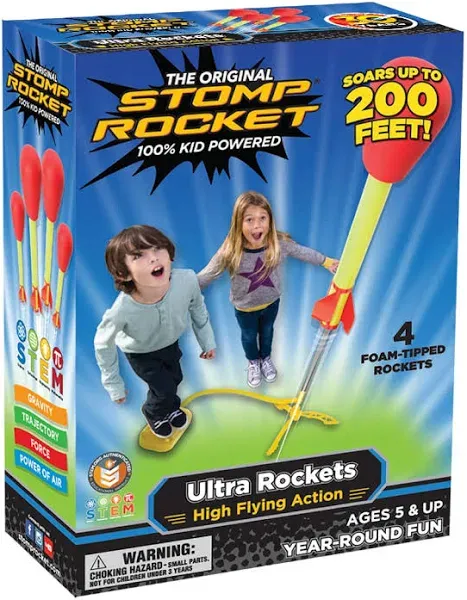 NEW The Original Stomp Rocket Ultra Rocket Kit w/ 4 Foam Rockets * STEM * 200ft