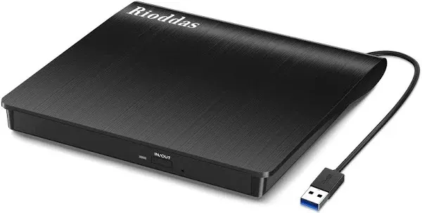 Rioddas External DVD/CD Drive- USB 3.0 Pop-up Mobile External NEW OPEN BOX