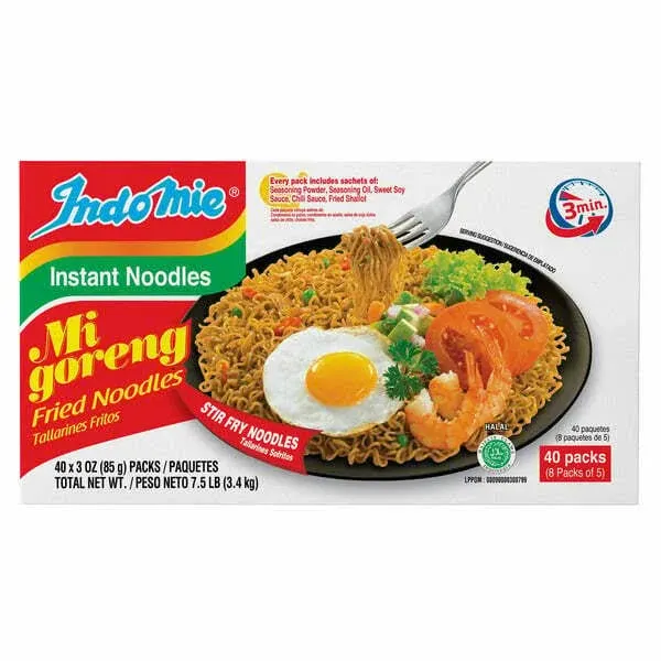 Indomie Mi Goreng Instant Fried Noodles, 3 oz, 40-Count