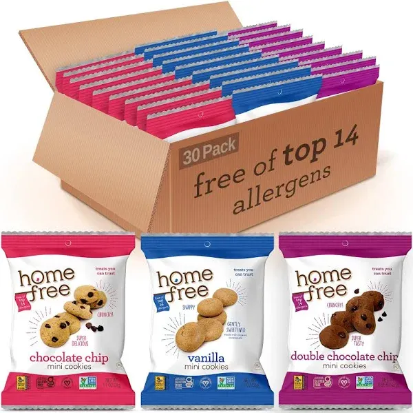 Homefree Gluten Free Mini Cookies Variety Pack, 30/Carton