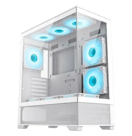 Gamemax Vista AW ATX Mid Tower SECC/Tempered Glass White Computer Case