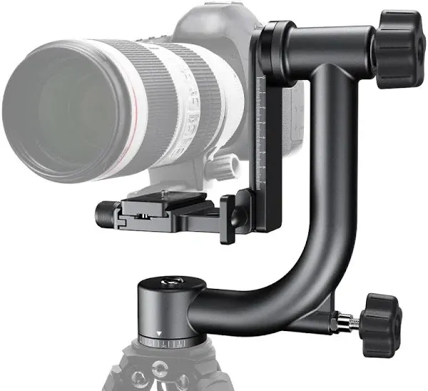 Aluminum Alloy 360 Degree Panoramic Gimbal Tripod Head with 1/4'' Standard Quick Release Plate