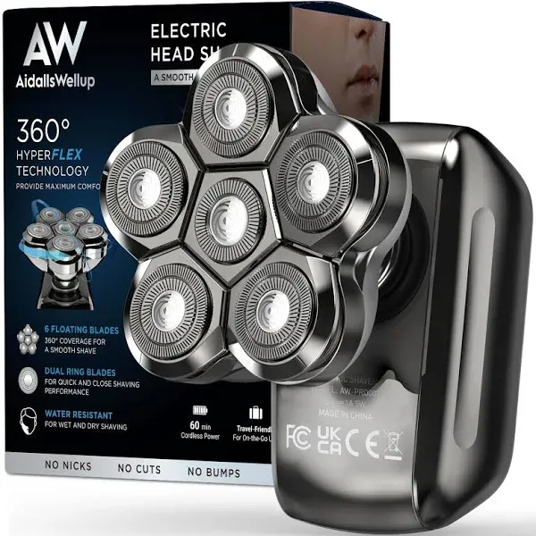 AxiomWarrior Head Shaver for Bald Men Rechargeable Waterproof Electric Head Shaver for Close Smooth Shaving