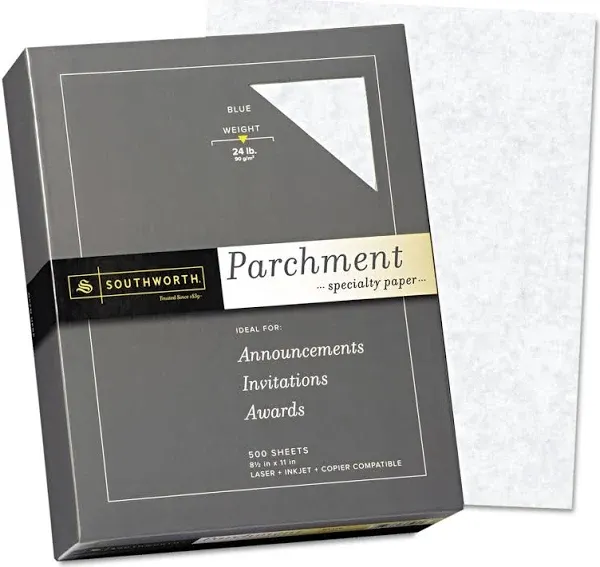 Parchment Specialty Paper 32 lb Bond Weight 8.5 x 11 Ivory 250/Pack J988C