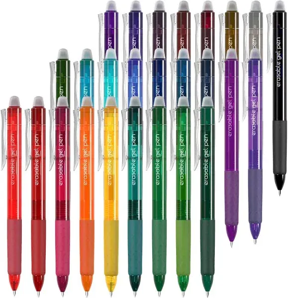 Vanstek 26 Colors Erasable Gel Pens Retractable Erasable Pens Clicker