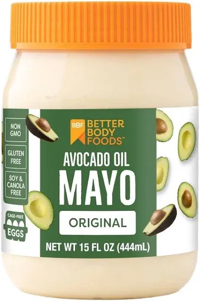 Betterbody Foods Avocado Oil Mayonnaise Non-GMO Mayo Made with Cage-Free Eggs