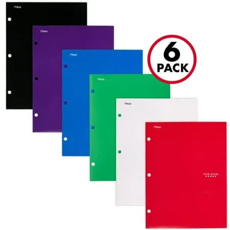 Five Star 4 Pocket Folder , 2 Pocket Folders + 2 additional Pockets inside, Color Selected For You, 1 Count (33106),Assorted colors