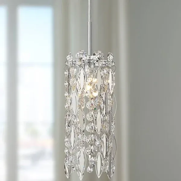 Possini Euro Design Alyssa Chrome Mini Pendant Light 4" Wide Modern LED Crystal for Dining Living Room House Foyer Kitchen Island Entryway Bedroom