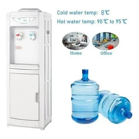 Top Loading Water Cooler Dispenser, Vertical Electric Hot & Cold Water Dispenser with Storage Cabinet, Hold 3 or 5 Gallon Bottle