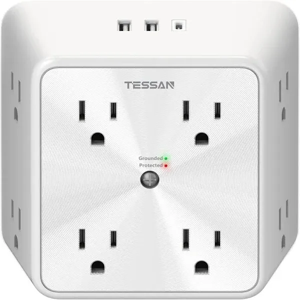 Tessan Surge Protector Outlet Extender, 8 Multi Outlet Splitter with 3 USB Wall ...