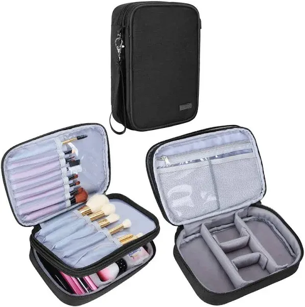 Teamoy Travel Makeup Brush Case(up to 8.8"), Professional Makeup Train Organizer ...