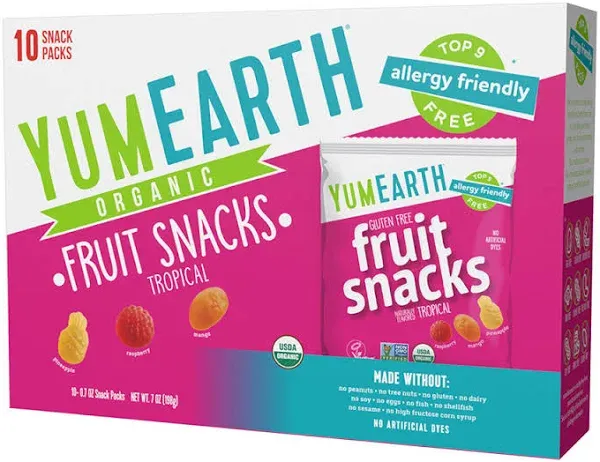 YumEarth Organic Fruit Snacks, Assorted Flavors, 0.7 Ounce, Pack of 10