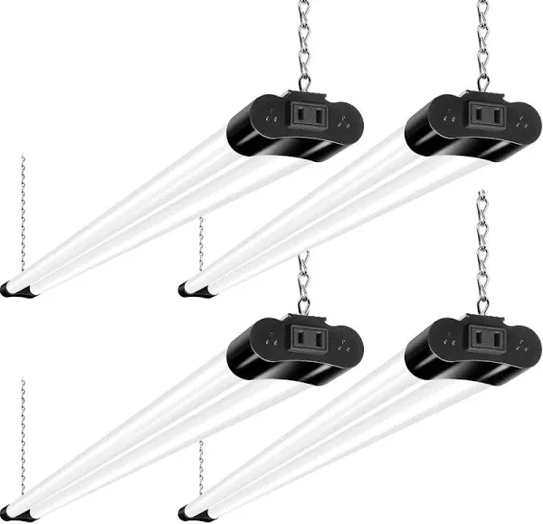 hykolity 4 Pack 4FT LED Shop Light Linkable, 4400lm, 42w, 5000k Utility Shop Lights, Hanging or Flush Mount