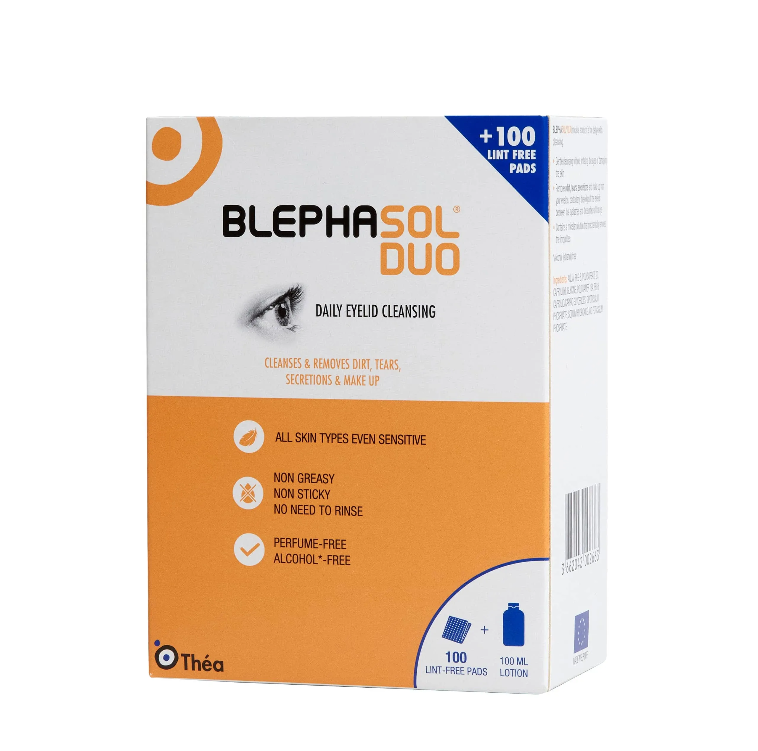 Blephasol Duo 100 ml Micellar Eyelid Cleansing Lotion with 100 Lint-Free Pads | Effective and Gentle Cleansing for Make-Up Removal, Inflamed and Sensitive Eyelids | Soap & Alcohol-Free