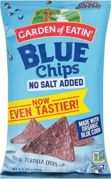 Garden of Eatin' Corn Tortilla Chips, No Salt Added, Blue