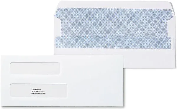 Staples Self Seal Security Double Window Envelopes