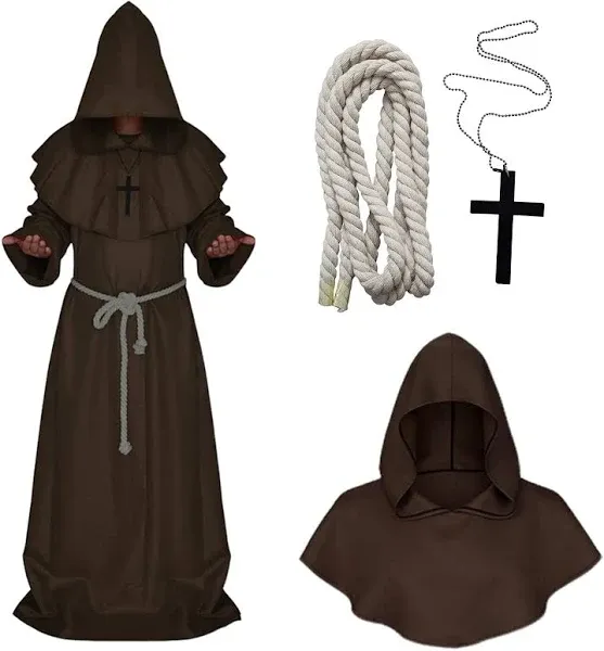 LHJ Monk Robe Priest Robe Halloween Cosplay Costume Cloak