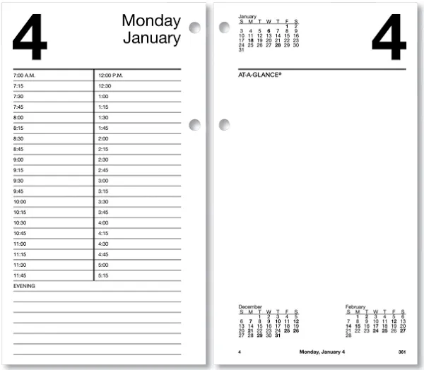 At-a-glance Large Desk Calendar Refill, 4.5 x 8, White Sheets, 2024