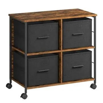 File Cabinet with 2 Drawers Rustic Brown and Ink Black