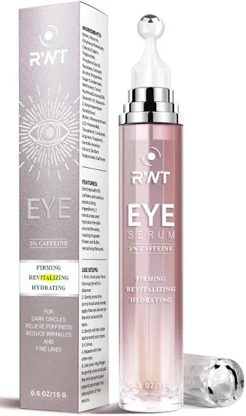 5% Caffeine Eye Cream & Under Eye Serum for Dark Circles and Puffiness Eye Care Eye Roller Serum with 360° Massage Ball Eye Treatment Serum Under