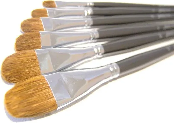 Red Sable Filbert Paint Brushes - Set of 6 Acrylic, Watercolor, Mixed Media o...