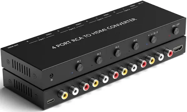 4 Port RCA to HDMI Converter Black 