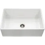 Houzer Platus PTG-4300 33" Apron Front Single Bowl Fireclay Kitchen Sink, White