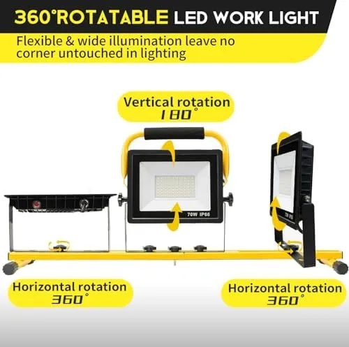 With ...  3 Adjustable Head LED Work Light 21000 Lumen Work Lights with Stand