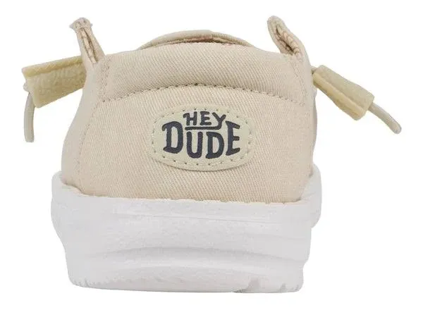 Hey Dude Girl's Wendy Youth Stretch Canvas Off White Slip On Casual Shoes