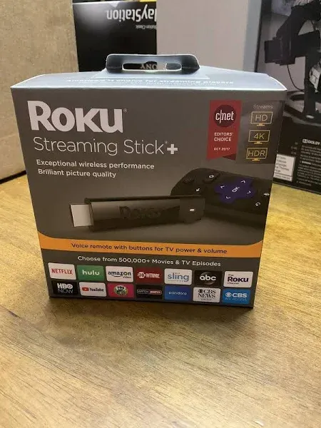 Roku - Streaming Stick+ 4K Streaming Device with Roku Voice Remote and TV Controls - Black