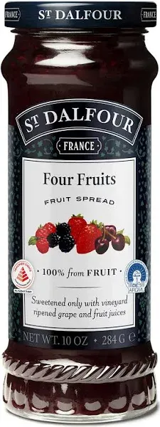 St. Dalfour Fruit Spread, Four Fruits - 10 oz