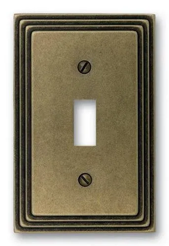 Amerelle Steps Single Toggle Cast Metal Wallplate in Rustic Brass