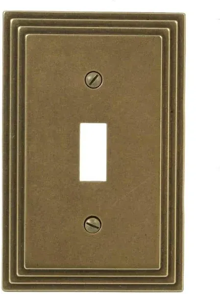 Steps Collection - Single Toggle Wallplate in Rustic Brass by Amerelle Wallplates