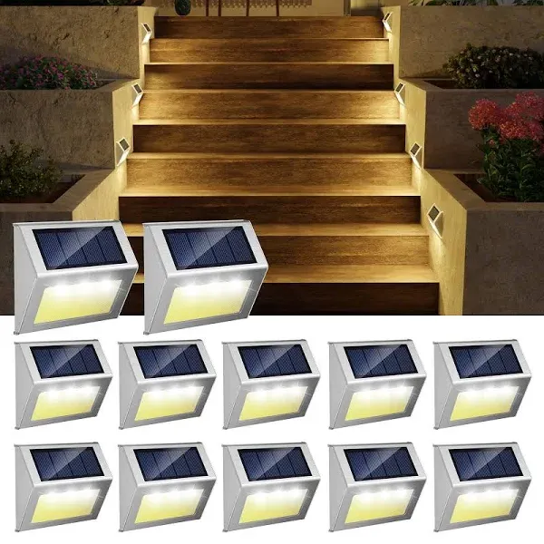 Solar Fence Lights Outdoor12 Pack Waterproof Solar Deck Lights Stainless Steel S