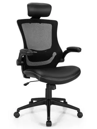 Costway High-Back Executive Chair with Adjustable Lumbar Support and Headrest