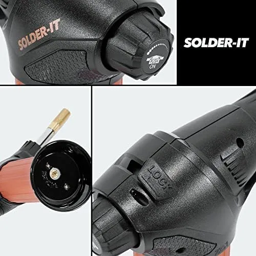 Solder-It PRO Torch Butane Blow Torch Kit 2 Nozzles and Flame Control (PT-620CR)