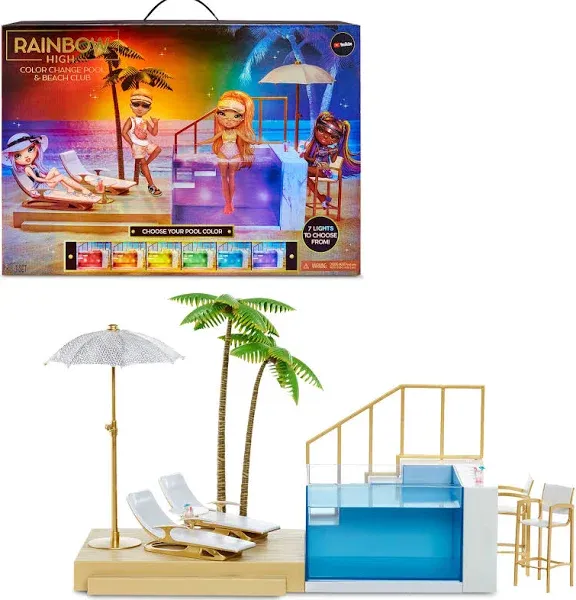 MGA Rainbow High Color Change Pool &amp; Beach Playset (578475), NIB.