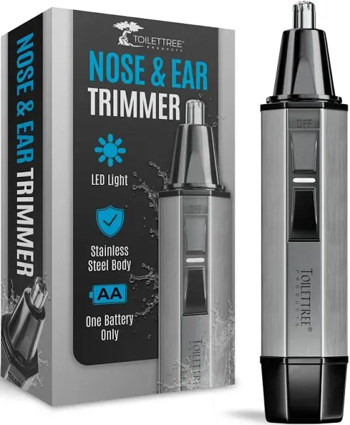 Toilettree Water Resistant Nose and Ear Hair Trimmer With LED Light