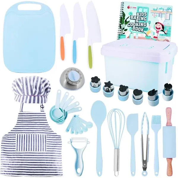 JoyTown Kids Cooking and Baking Set with Storage Case – Real Cooking Suppli...