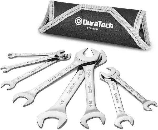 DURATECH Super-Thin Open End Wrench Set Metric 8-Piece Including Slim