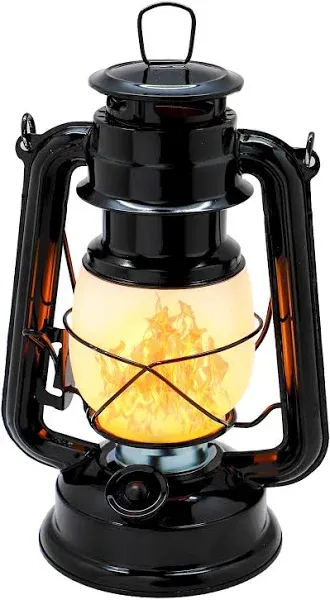 YAKii LED Vintage Flame Lantern Metal Outdoor Hanging Lantern with Dancing Flame Battery Operated Halloween Outdoor Indoor Decoration(Black)