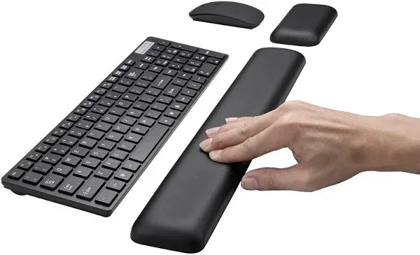 Leather-Gel Keyboard Wrist Rest and Mouse Wrist Rest Set Ergonomic Wrist Supp...