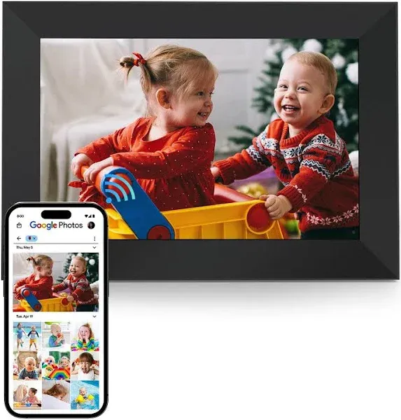 Cozyla Digital Photo Frame WiFi Smart Digital Picture Frame Battery Powered Unlimited Storage Send Photo w/Family via App Email Google Photos Instagram Web Browser Photo Frame Electronic 10.1 Inch Mat