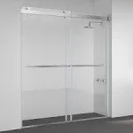 Vinnova Spezia 68" W x 76" H Double Sliding Frameless Glass Shower Door Brushed Nickel