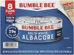 New (Pack of 8) Bumble Bee Solid White Albacore Tuna in Water, 5 oz cans